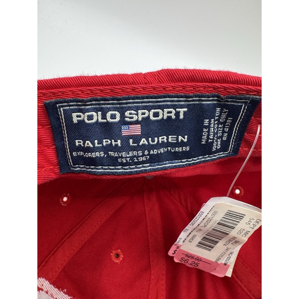 VTG Polo Sport Ralph Lauren Hat Red Spellout Big Logo Strapback NWT - Picture 7 of 7